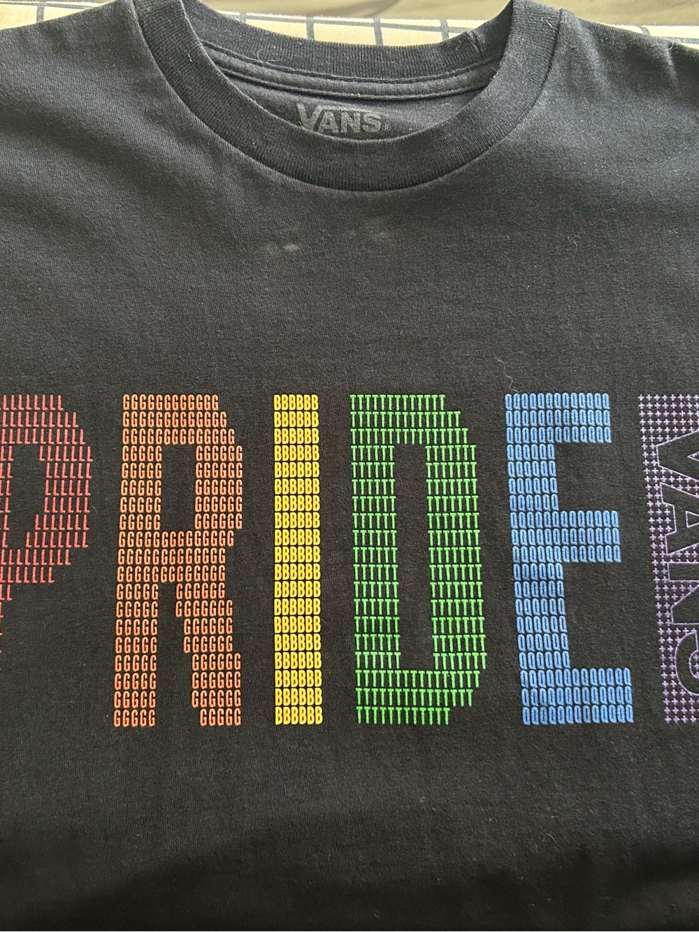 Vans Black Short-Sleeve PRIDE Graphic Tee - Rainbow Text